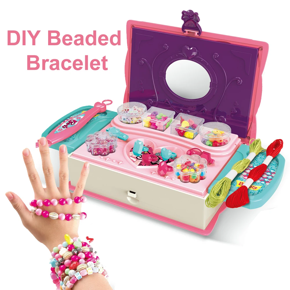 3 In 1 Book Shape Drawing Board Little Girls Bead Bracelet DIY Jewelry Making Toys For Kids