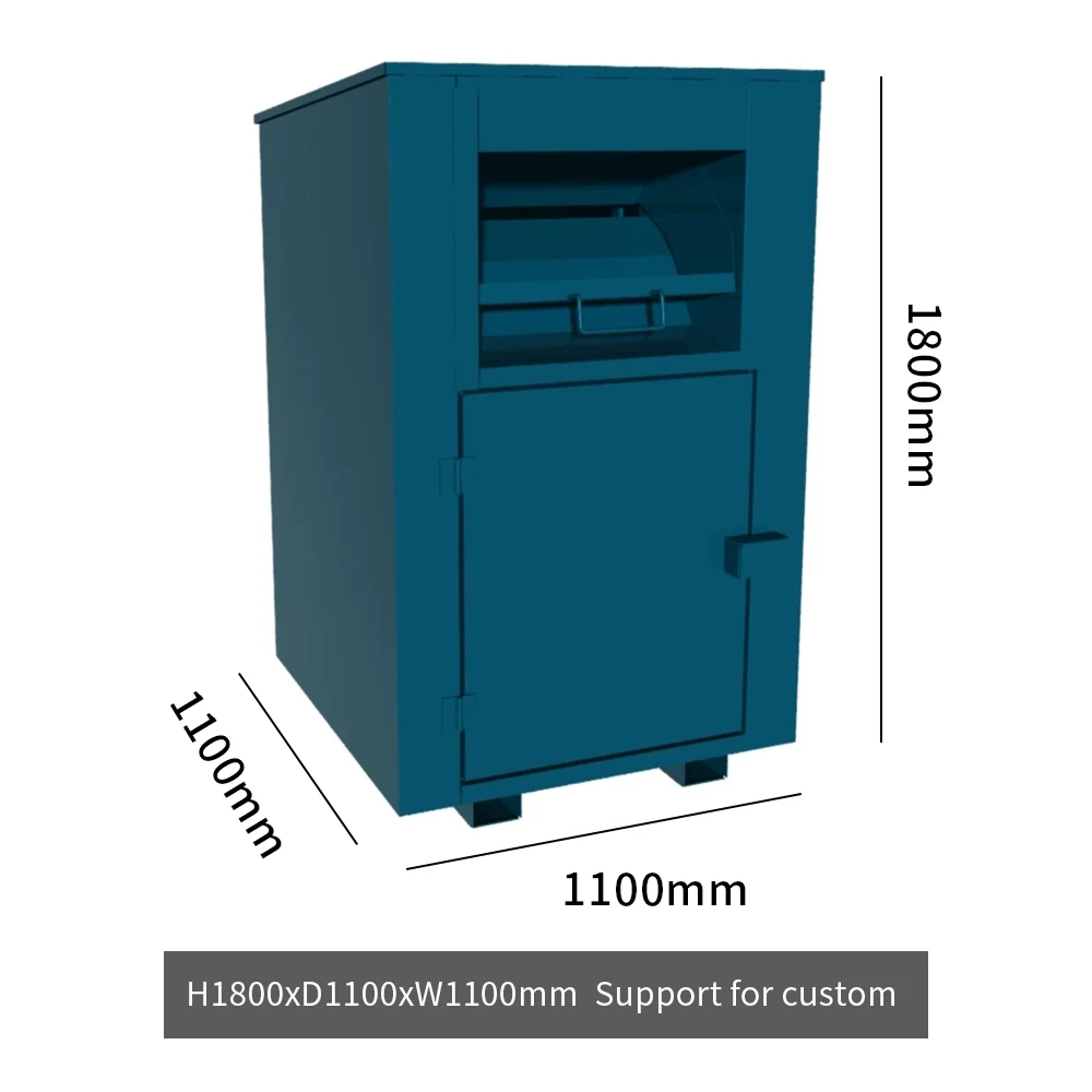 Customized High Quality Large Volume Clothing Waste Bins Recycling Box 	Rolling Chute Donation Bins