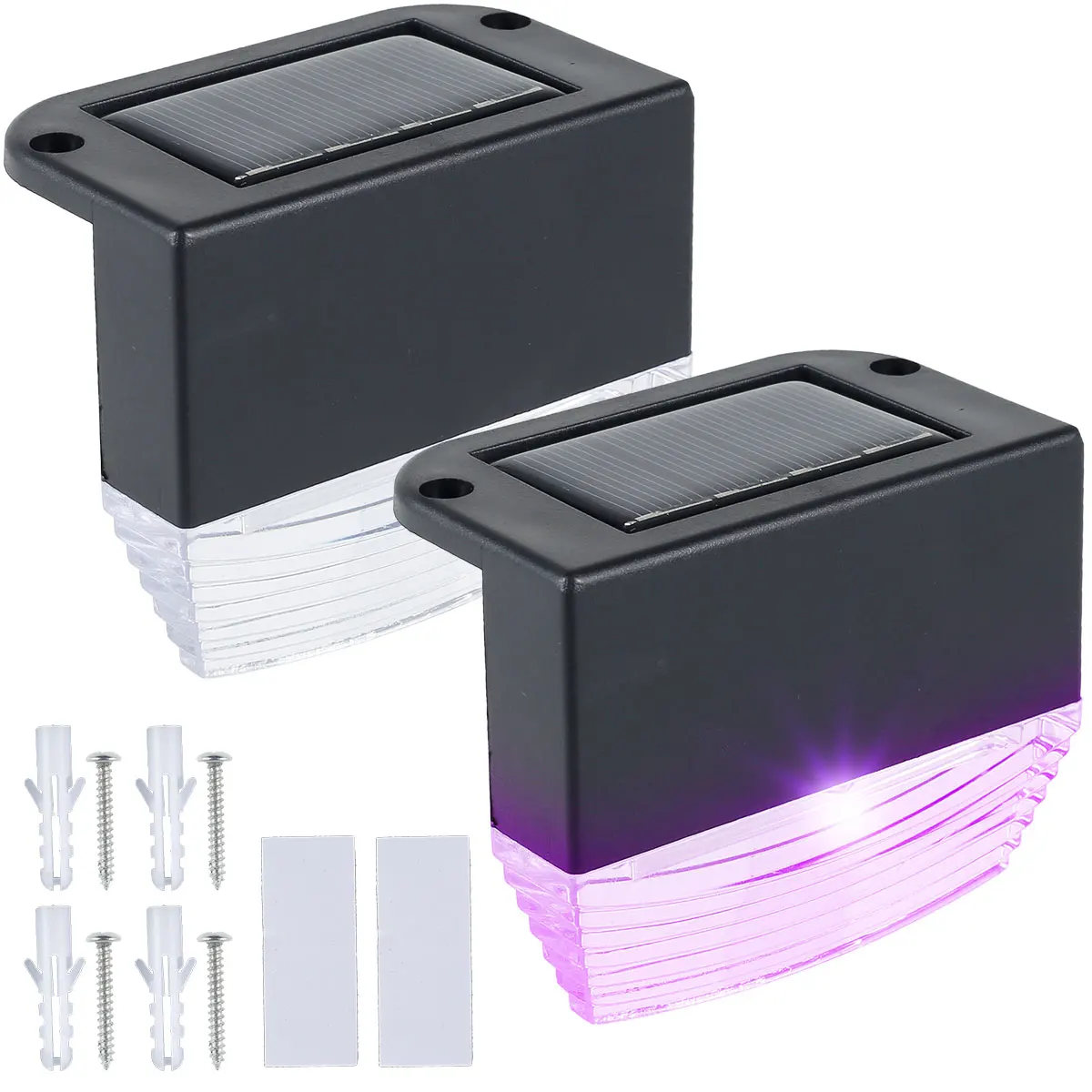 Outdoor Waterproof Color Changing Led Solar Lights Deck Step Lights for Railing Stairs Step Fence Yard Patio and Pathway