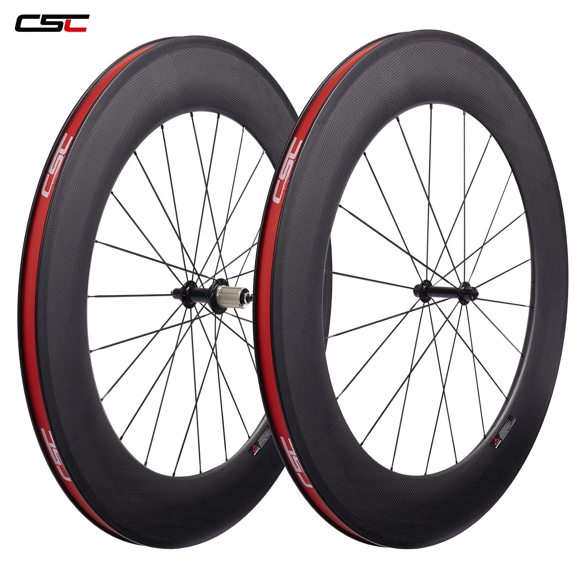 CSC Road bike ultra light carbon wheels 88mm 25mm U shape Clincher with Powerway R13 hub and CN 424 Spokes bicycle wheelsets