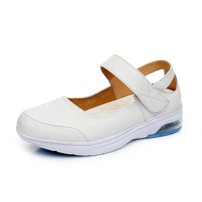 Factory Wholesale Hot Selling Cow Full grain Leather Nursing Shoes Women comfortable White Anti-Slip Hospital Work Nurse Shoe