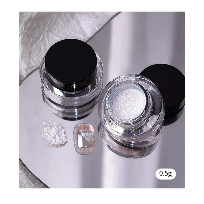 Factory Wholesale Hot Selling Moonlight Aurora Pure White Chrome Powder Mirror Effect Rub Nail Art Powder