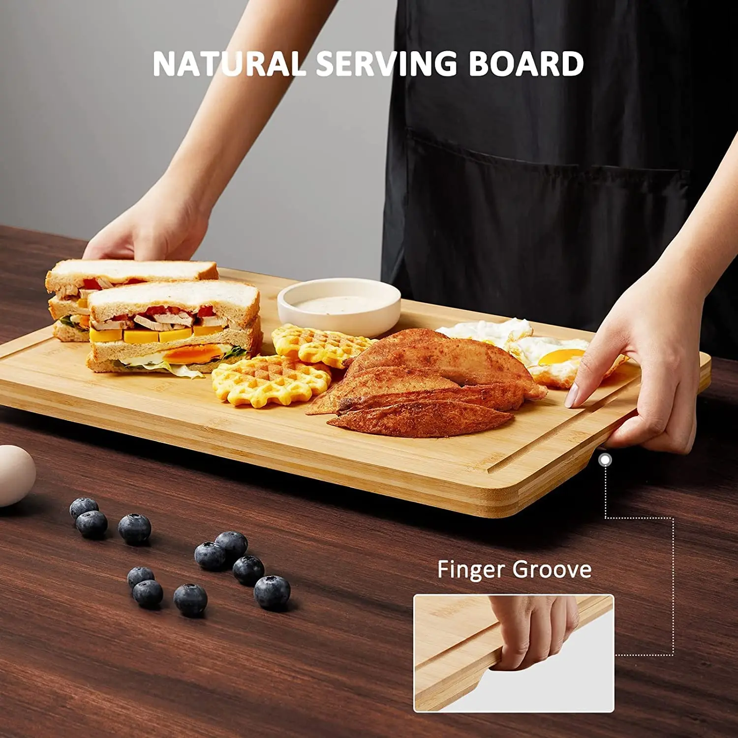 5-Piece Wood Cutting Board Set with Juice Groove Bamboo Chopping Board for Kitchen