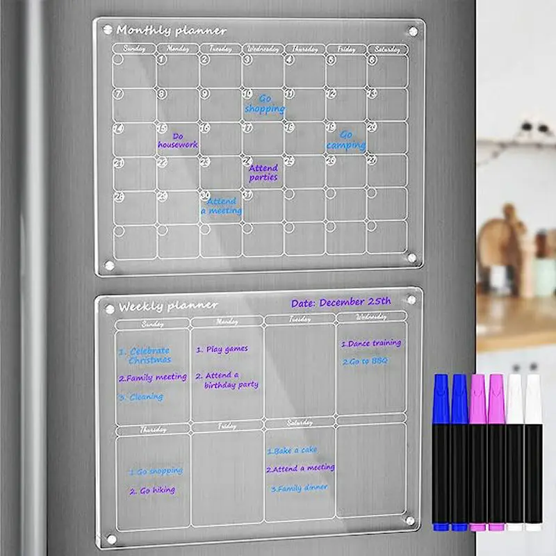 Raybin custom clear magnetic acrylic refrigerator sheet monthly calendar fridge magnet calendar for fridge