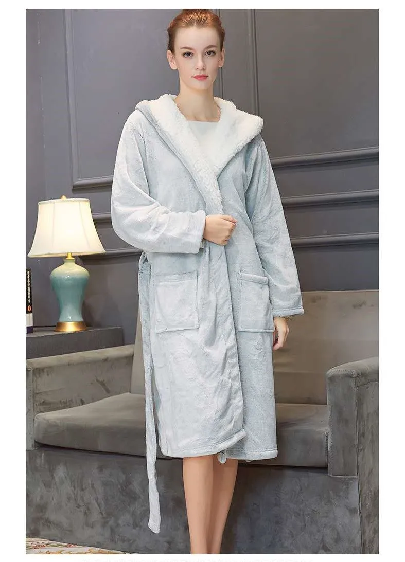 
Wholesale Snap Front Robe The Comfort Choice Ladies Thick Long Dressing Gown Fleece Lined Robe 