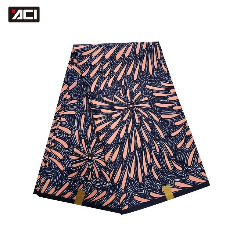ACI Alibaba Kenya African Wax Prints Fabric 100% Cotton Veritable Real Wax Ankara Fabric Tissus Pagne Wax For Lady Dress