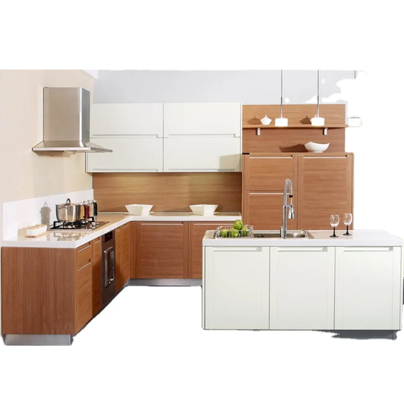 white oak wood grain melamiend chipboard / PVC thermofoil faced MDF kitchen cabinet design kitchen cabinet skins
