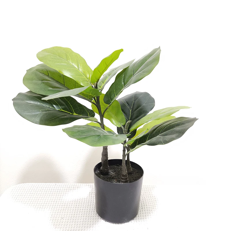 Mini Plant Real Touch Artificial Croton Plant Potted Table Natural Artificial Tree Fiddle Leaf Fig Plant