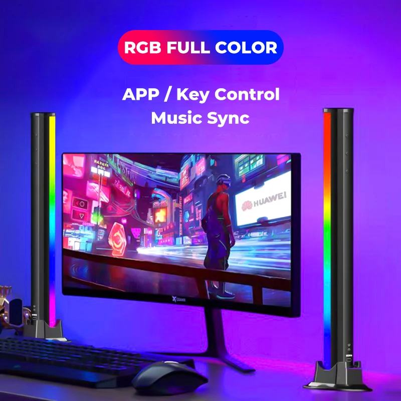 2 шт. световая панель RGB управление через приложение музыка синхронизация умные светодиодные световые панели умный окружающий свет настольная угловая лампа для ПК игровой ТВ комнаты