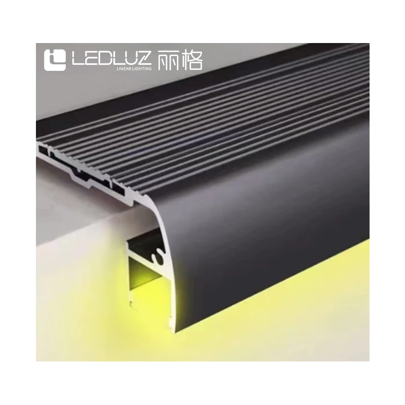 Black Aluminium LED Channel Down Heatsink Extrusion Staircase For Stair Light Cinema Step Led Aluminium Profile