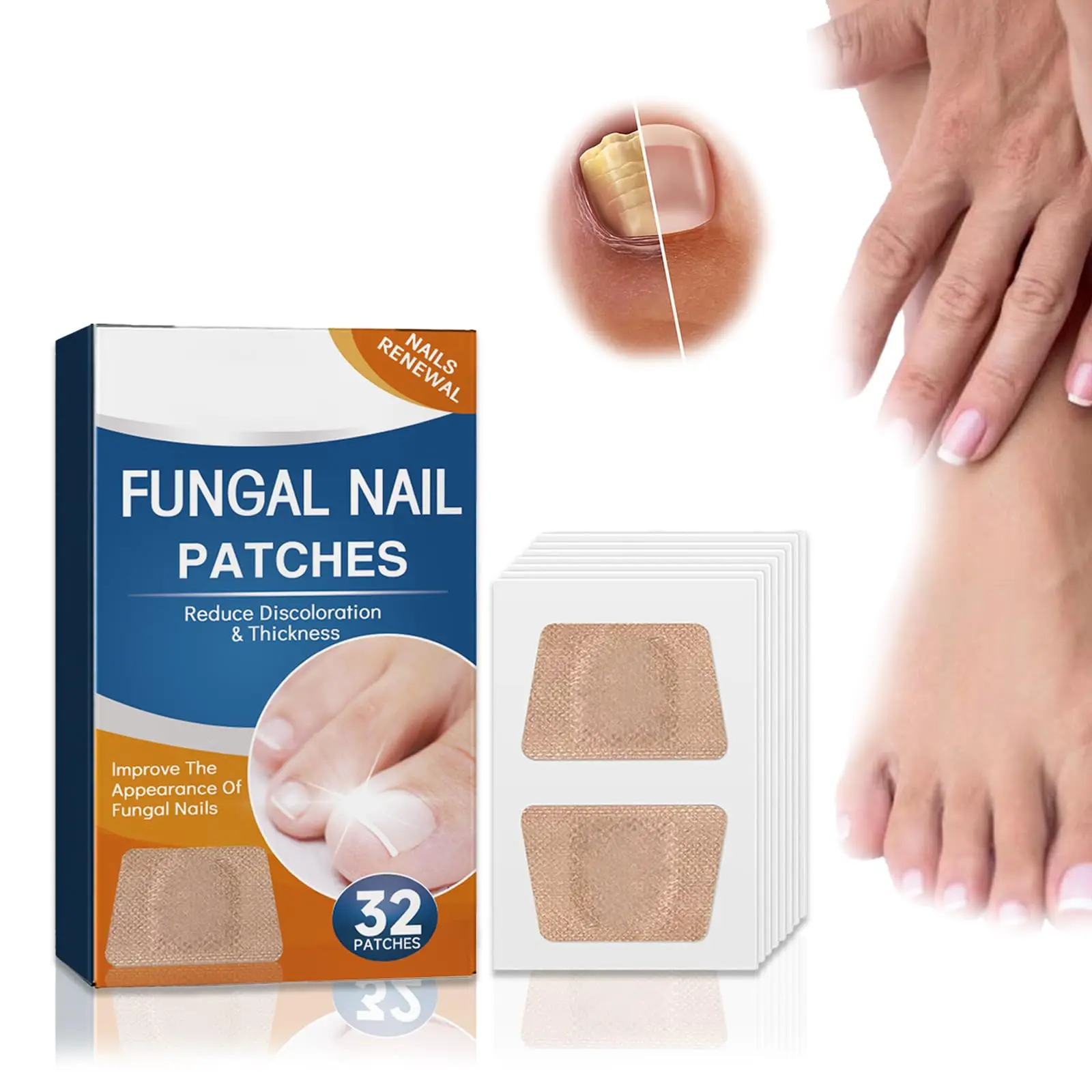 32Pcs 24-Hour Toenail Fungal Treatment Nighttime Renewal Fungal Nail Patches