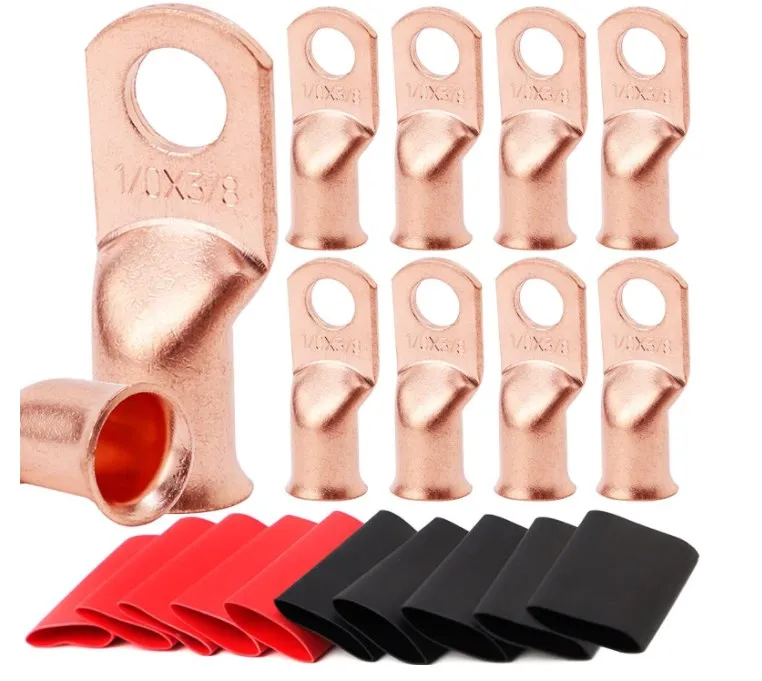 Наконечники для проводов 1/0 дюйма, медные кабельные наконечники, клеммные соединители для аккумуляторов, клеммы-обжимные кольца, аккумулятор, калибр 3/8 дюйма