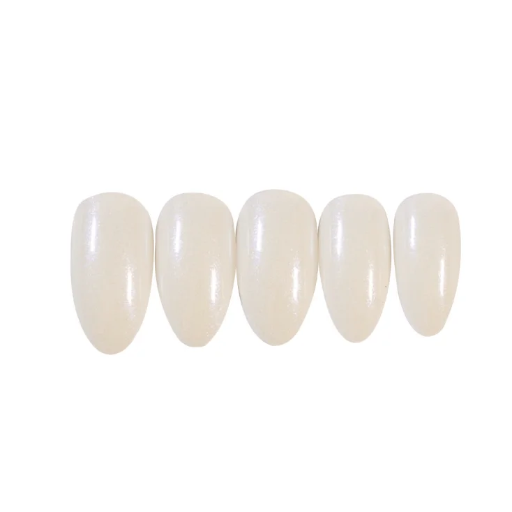 Pearl powder cream white tip nail patch false nail waterproof removable nail  24 pieces