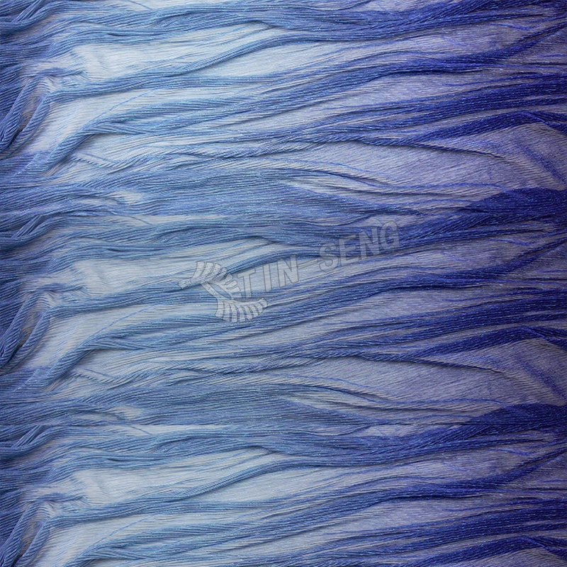 Ombre Navy Knitted Lurex Fabric for Sari
