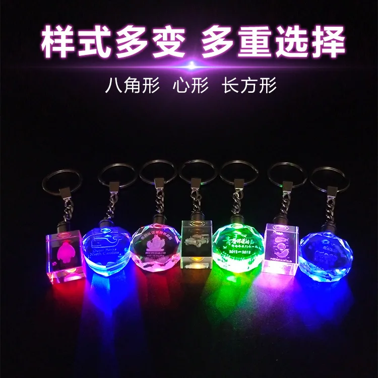 Custom Photo Key chain with Led Light Mini Led Keychain Flashlight Ked Light Car Logo Crystal Keychain Keyring Memorial Gift