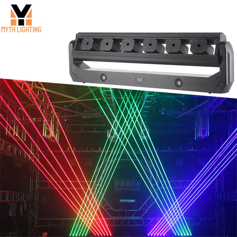 Лазерный движущийся бар 6x500 МВт 6 глаза RGB 3IN1 сценическое освещение переносное потолочное DJ партии диско этапа венчания DMX контроль лазера