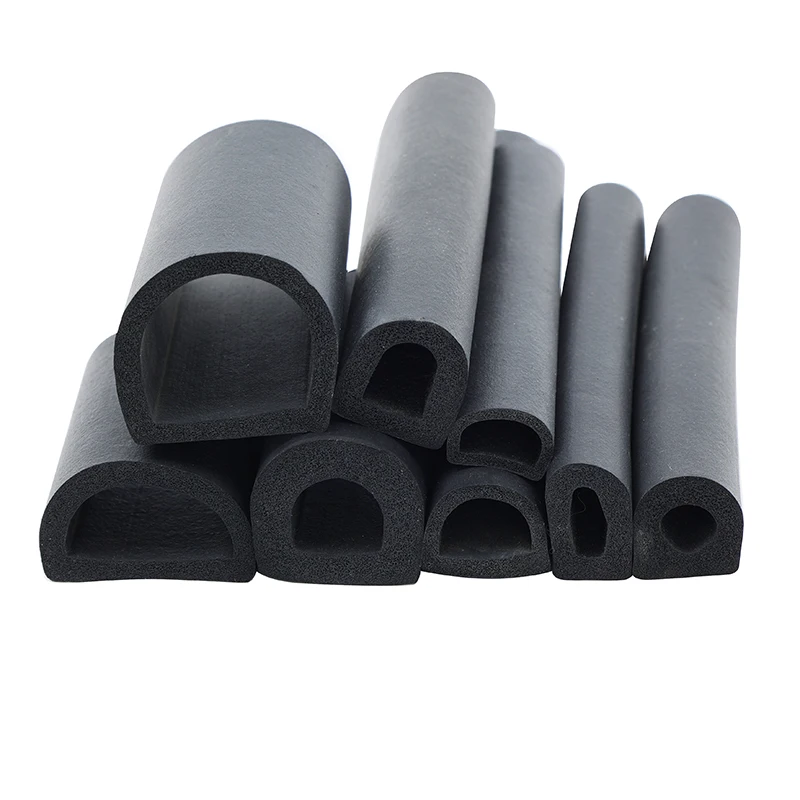 Epdm foam sponge sealing strip D-type semicircle cabinet industrial sealing rubber strip self-adhesive dust proof rubber strip