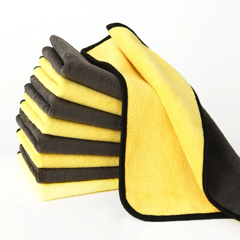 Microfiber coral velvet thickened absorbent double sided velvet car wash towel High quality clean car wash towel auto parts