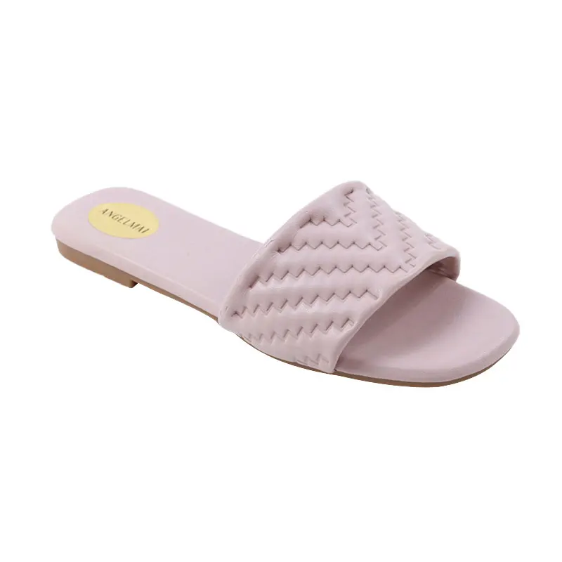 Fashion Open Toe Yellow Slipper Shoes Slipper Summer Slip On Beach Soft Sandalias Mujer Flat Sandal Shoes For Women New Styles