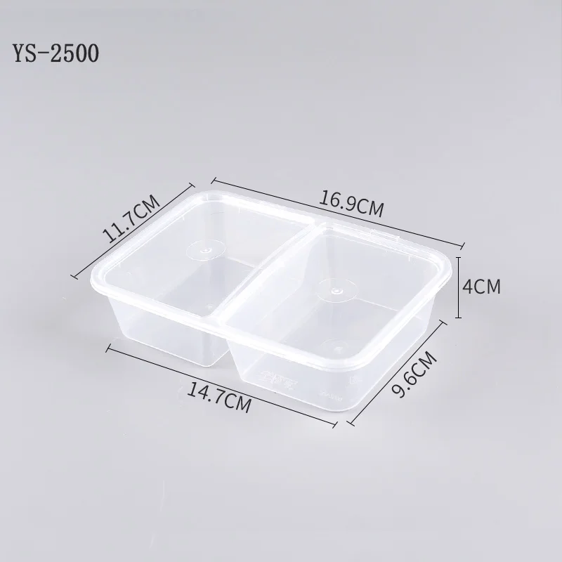 leakage proof takeaway 500ml plastic lunch box 2 compartment disposable food container
