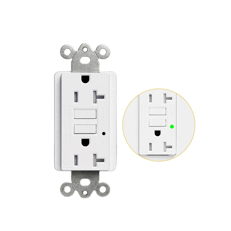 ETL Listed 125V TR Self-Test GFCI Outlet со светодиодной подсветкой