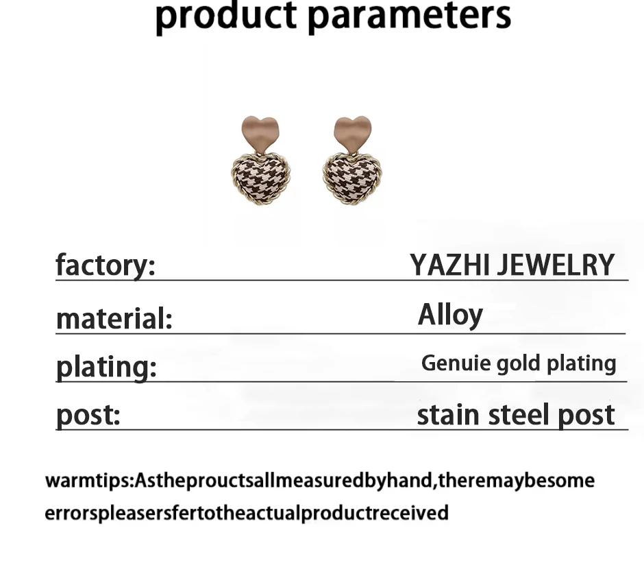 925 Silver Needle Swallow Gird Heart Earring Korean Women Stud Earrings Jewelry Minimalist Chic Dripping Oil Checkerboard Grid