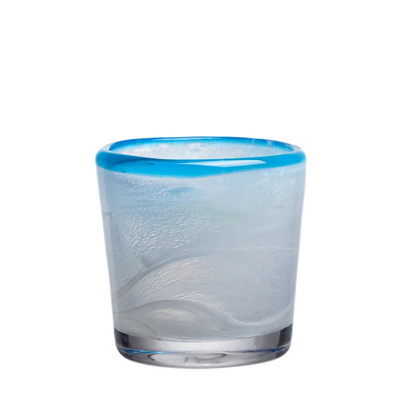 
White and Blue Custom Novelty Antique Solid Color Glass Vase 