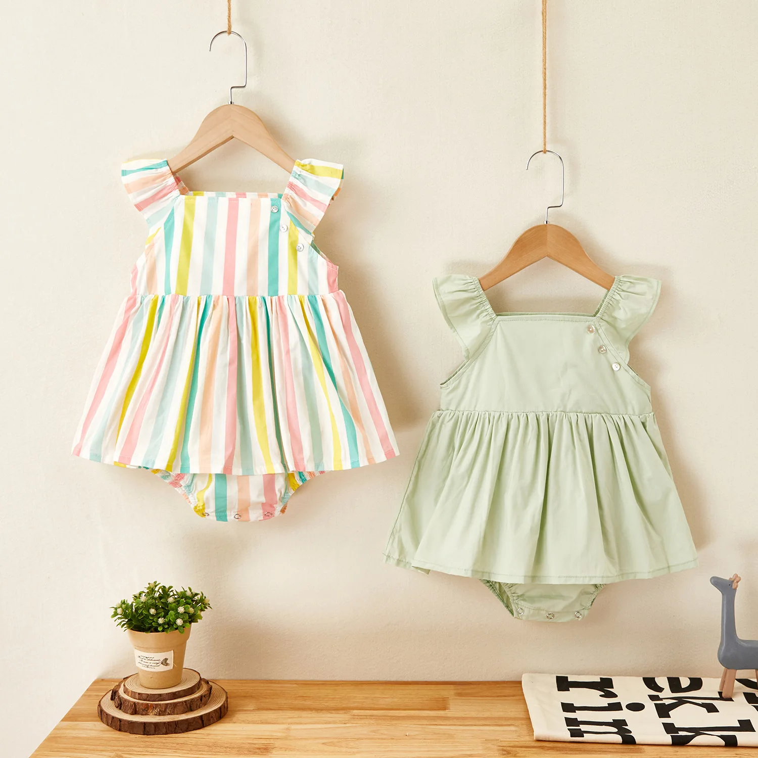 Boutique new baby stripe princess dress cotton girl summer dress rainbow baby skirt summer tutu romper dresses