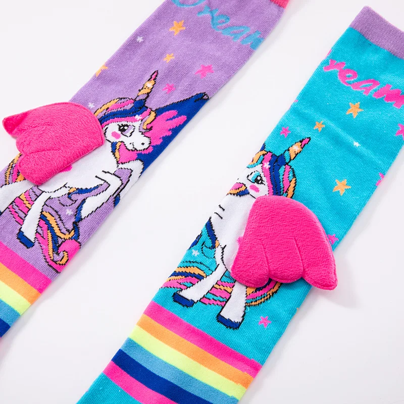 Drop shipping Cartoon Girls Socks Cute horse Print Animal Cotton  Kids Socks