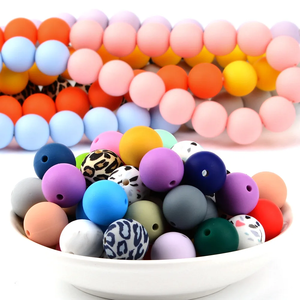 Factory Wholesale BPA Free Food Grade Silicone 9/12/15/19/22mm Accessories Bulk Round Loose  Silicone Opal Beads