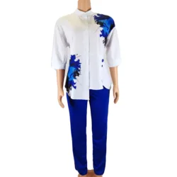 African Set 2 Piece Sets Africa Clothing Women Plus Size Pant Suit Ladies Business Office Shirt Tops pants Suits For Ladies