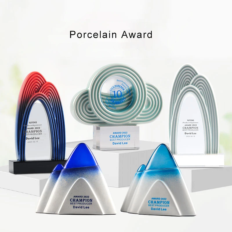 Jadevertu new design patent ceramic crystal trophy cloud trophy for SPECIAL corporate souvenir