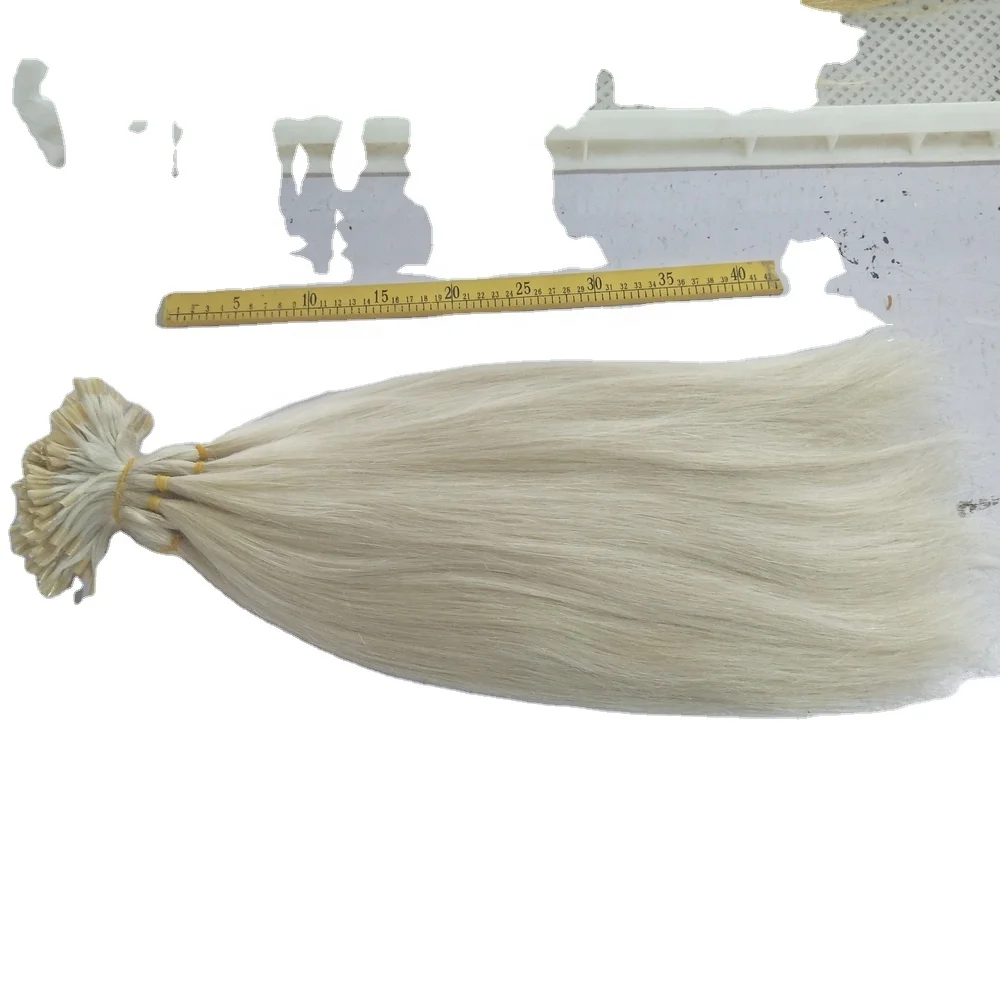 Russian Hair Vendor Ice White Color Pre Bonded Keratin Nail U Tip Hair Extension