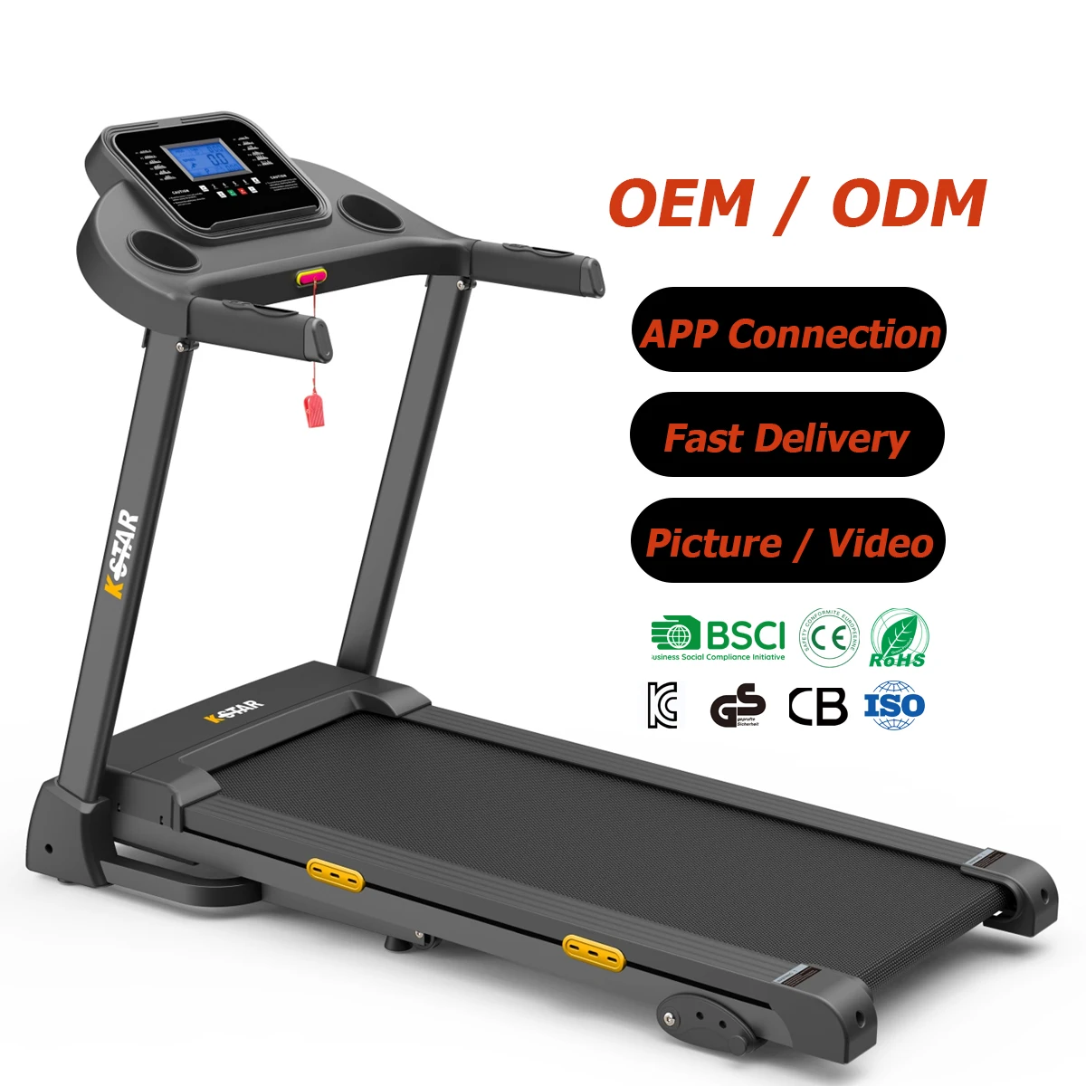 Kstar 1 Year Factory Comapct Foldable Home Fitness Running DC Motorized Treadmill Machine With Incline