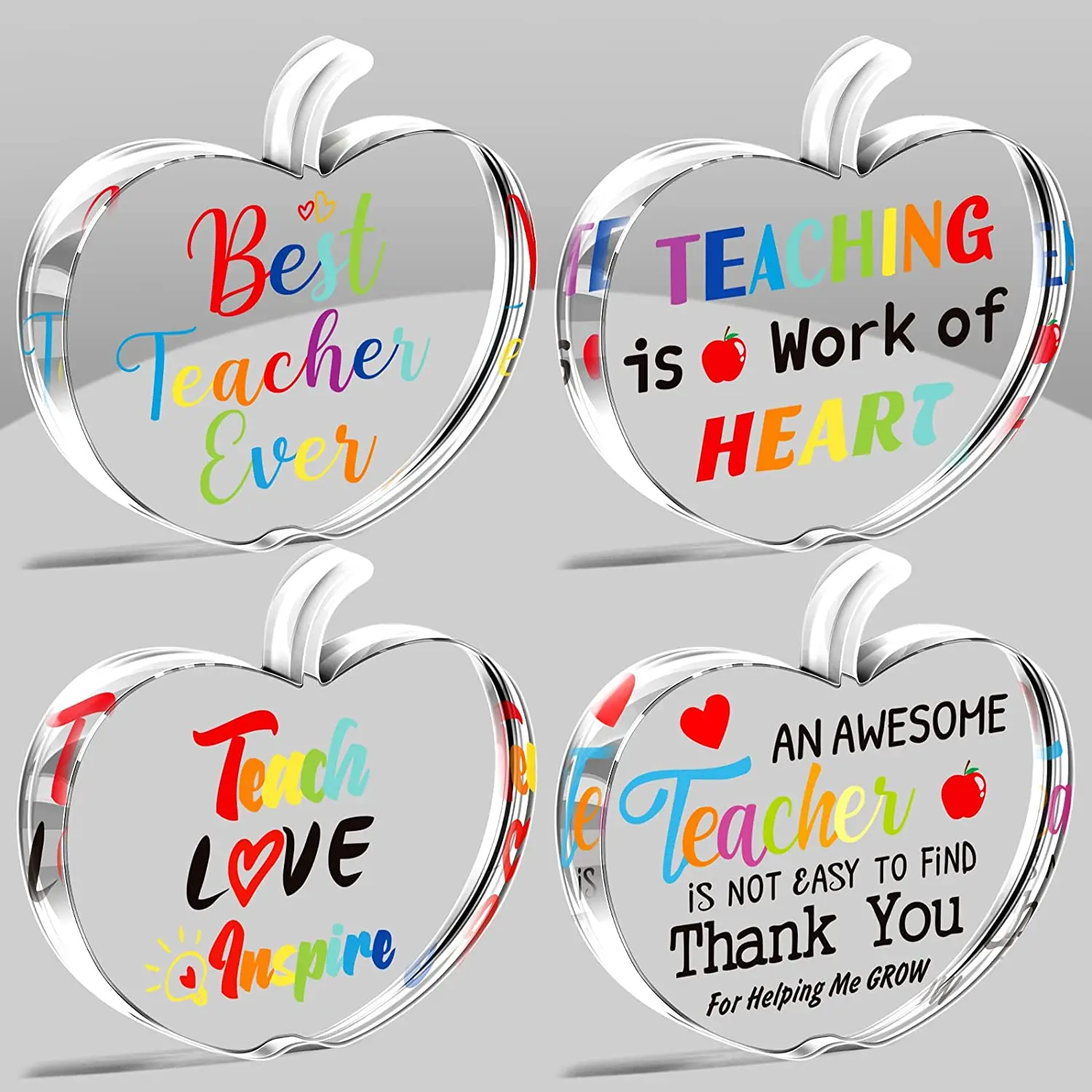 Plexiglass Apple Shape Acrylic Ornaments stand Teacher Appreciation Thank You Teacher Christmas Gift School Graduation
