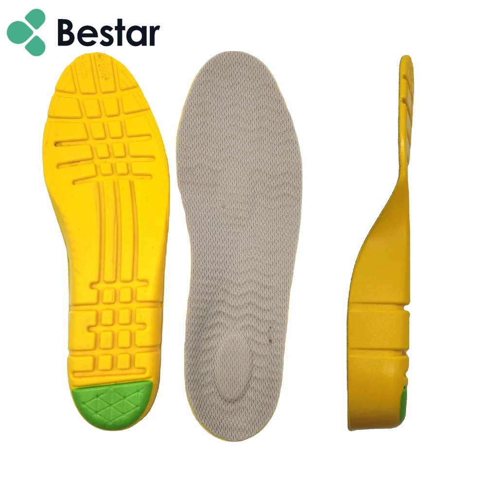 Bestar Yellow Soft Inner Sole Shock Absorption Basketball Insoles PU Height Increase Sports Shoe Inserts