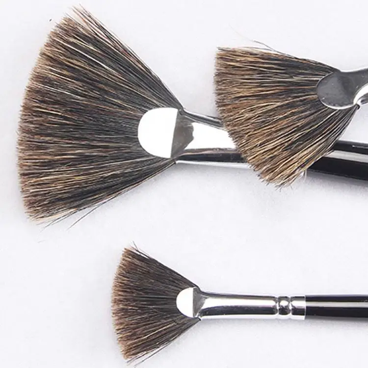 Custom Logo Acrylic Brush Set Long Wood Handle Bristle Hair Artist Oil Paint Brushes