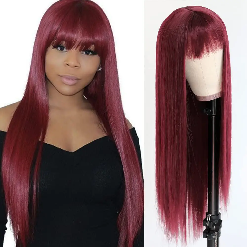 G&T Wig Wholesale Red Wig for Women Long Straight Hair Heat Resistant Synthetic Fiber for Daily Party Cosplay Use(26 inch)
