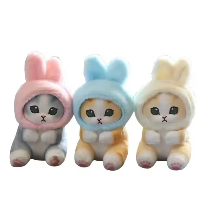 12cm Anime Cartoon Stuffed animal toys Cat Plush Keychains Toys Cat Stuffed Key rings Pendants plushie Keychain Children Gifts