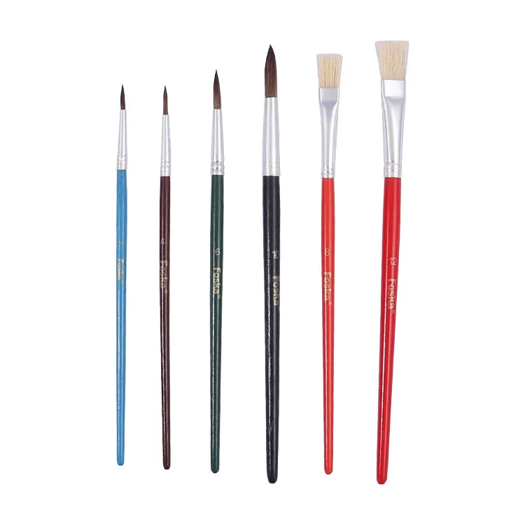 Foska Round Flat Liner Tip Shape Multi-functional Acrylic Paint Brush for Students Teenagers Children and Painters