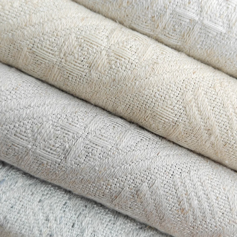 Golden Linen Look Curtain Fabric for Home Decor Blackout and Upholstery Material Knitted Technique for Curtains and Sofa