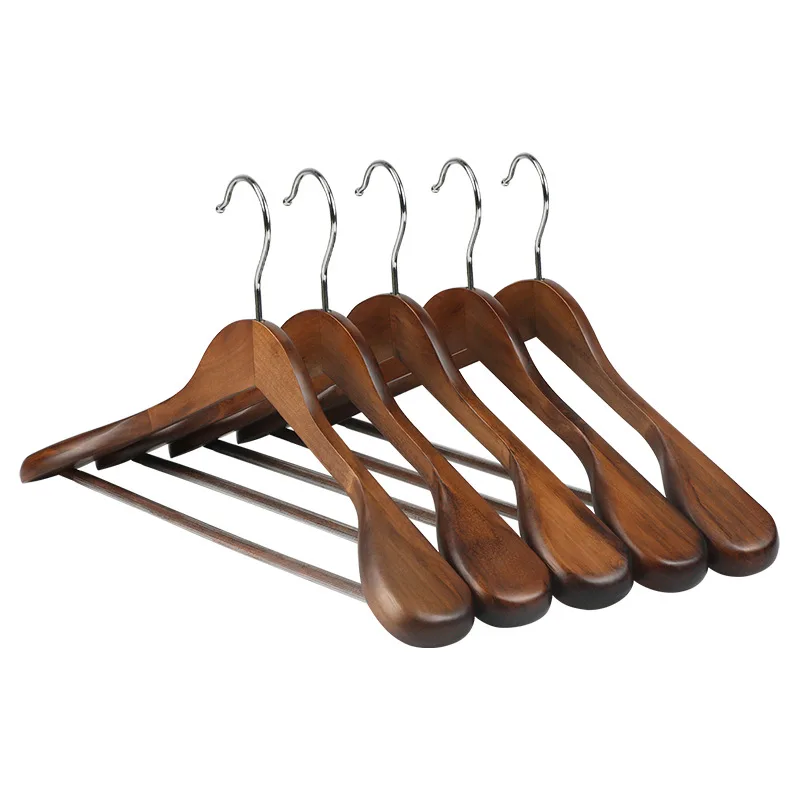 Luxury Custom Wide Shoulder Thick Wooden Suit Hanger Chinese hard wood clothes hanger coat hanger