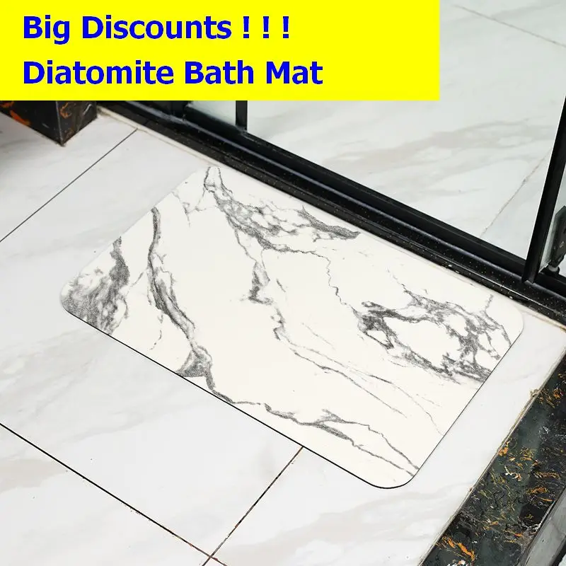 On sale ! Diatomite bath mat soft water absorbing and fast drying bathroom door mat