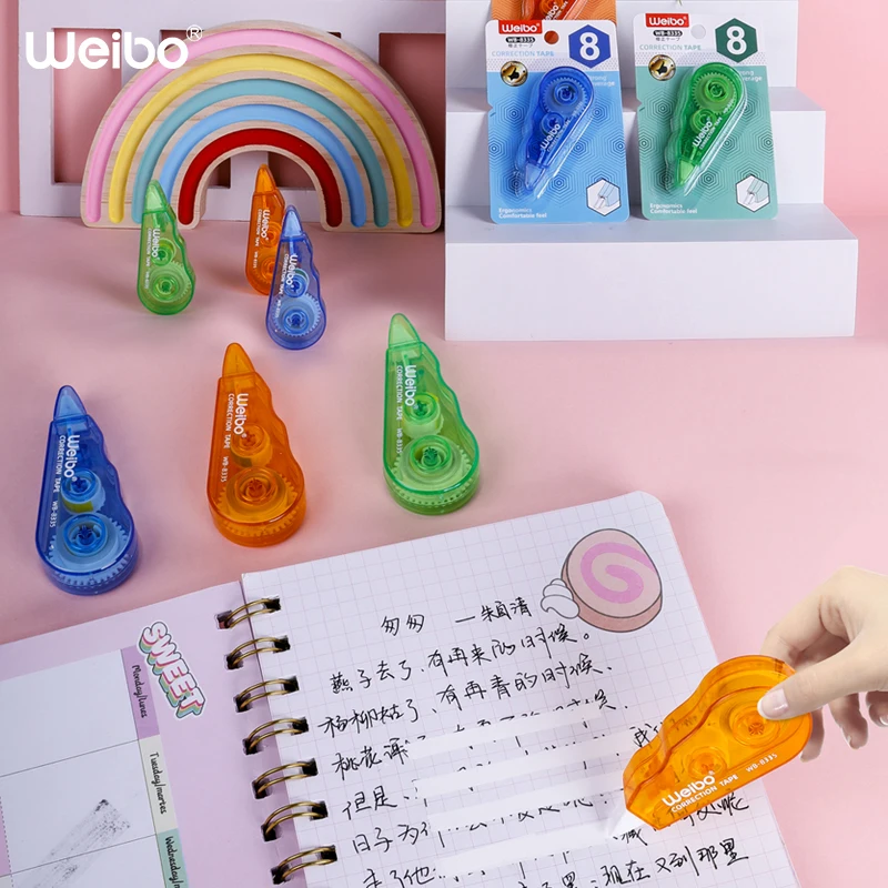 weibo Kawaii Cute Decorative Colorful Correction Tape White Out Set 3 In 1Set Refill Stationery Test Good Correction Tape