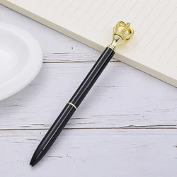 Hot Selling Pens Custom Logo Rhinestones Crystal Metal Ball Pen Office School Advertising Crown Pen  With Crown On Top
