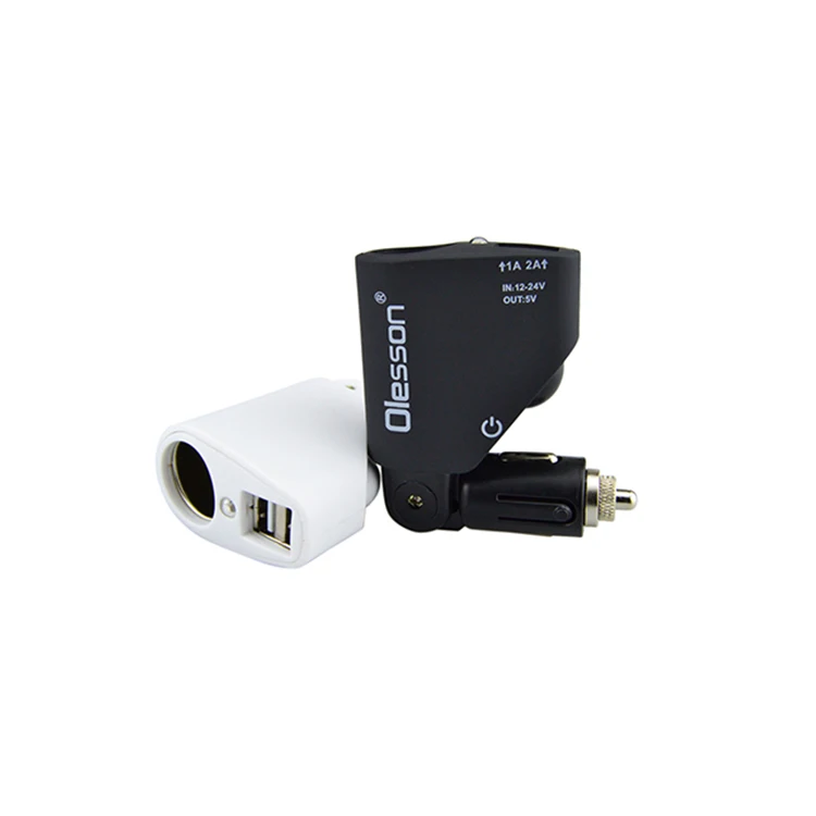Olesson 1351 120W 3.1A Dual USB Car Charger with rubber coat 12-24V USB Car Charge Adapter