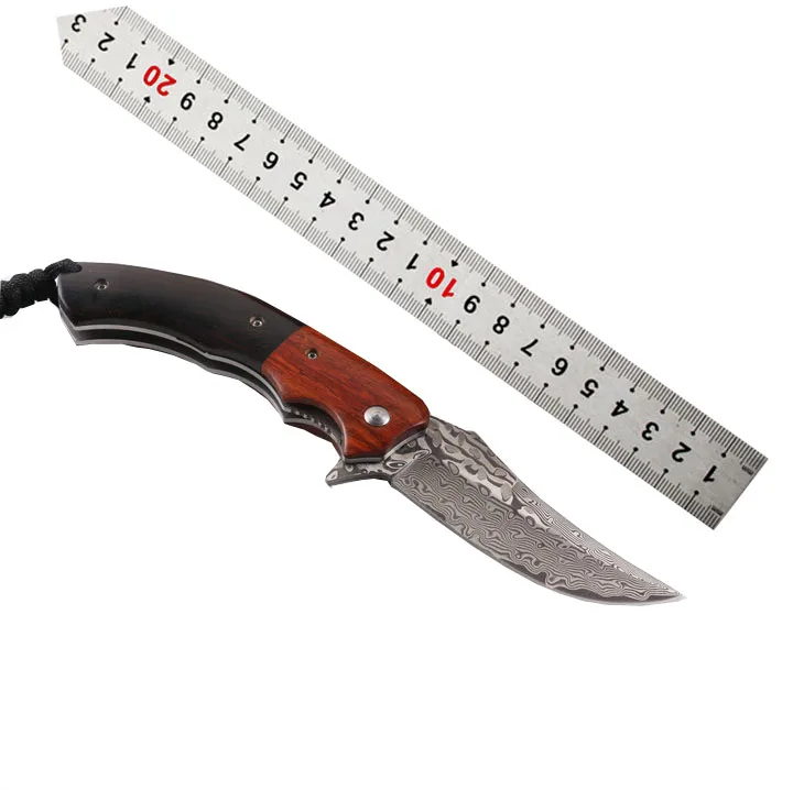 OEM wholesale best blank ebony handle Custom Hdamascus pocket knife pakistan handmade Camping Knife with Belt Clip