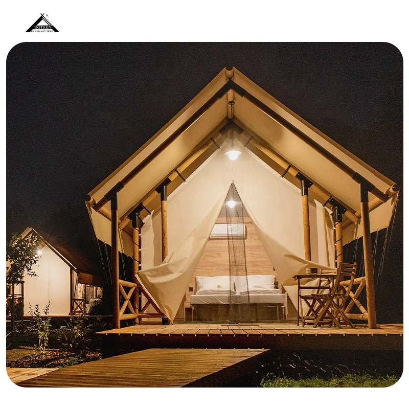 BOTEEN Luxury Lodge Tents Large Glamping Luxury Family Safari Hotel Lodge House Tent For Camping with Bathroom and Bed