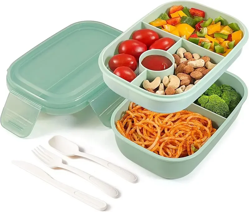 Direct Factory Wholesales 1900ml Stackable Bento Box Adult Lunch Box 3 Layers All-in-One Lunch Containers with Multiple Compartm