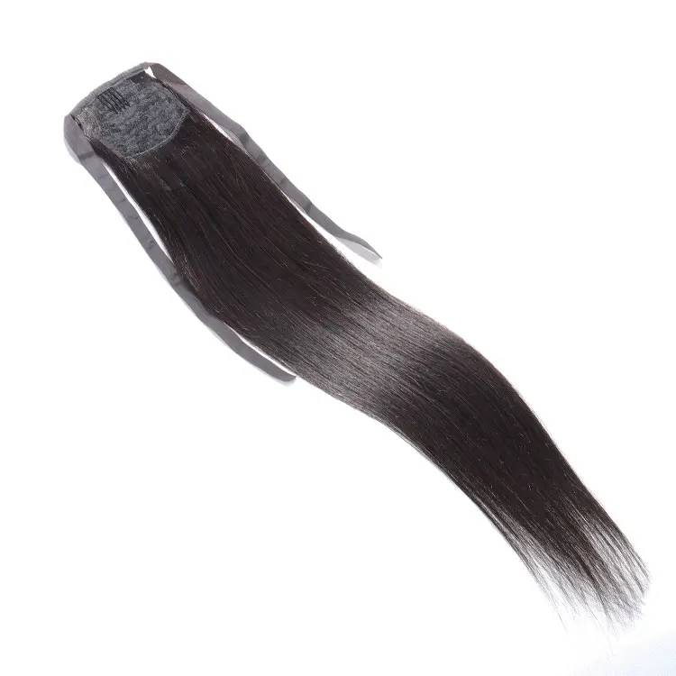 30 Inches 1b Kinky Straight Human Hair Ponytail Extension,10a Unprocessed Cuticle Aligned Afro Gray Kinky Hair Ponytail